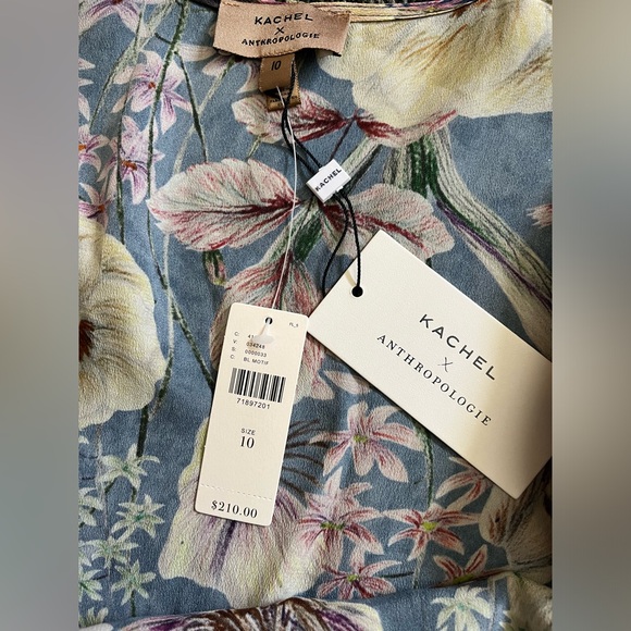 NWT size 10 Kachel x Anthropologie Willow blue floral wrap dress - Picture 4 of 7